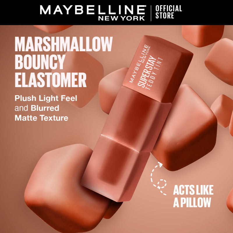 Maybelline Superstay Teddy Tint - 12HR Longwear, Transferproof, Blurred Soft Matte Multi-Use Tint
