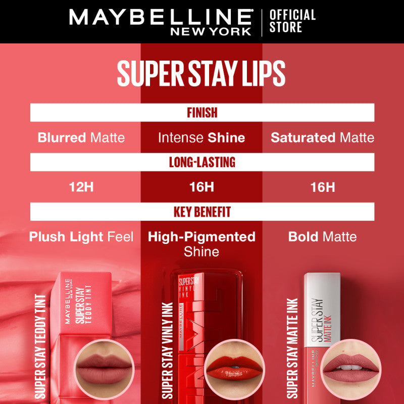 Maybelline Superstay Teddy Tint - 12HR Longwear, Transferproof, Blurred Soft Matte Multi-Use Tint