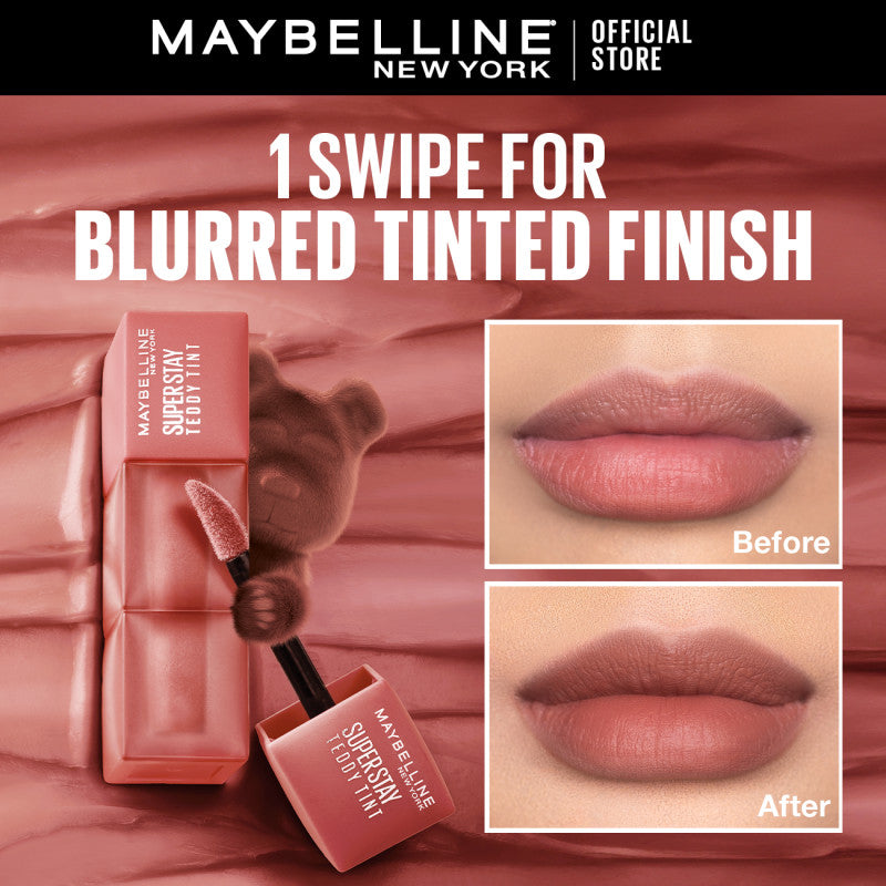 Maybelline Superstay Teddy Tint - 12HR Longwear, Transferproof, Blurred Soft Matte Multi-Use Tint