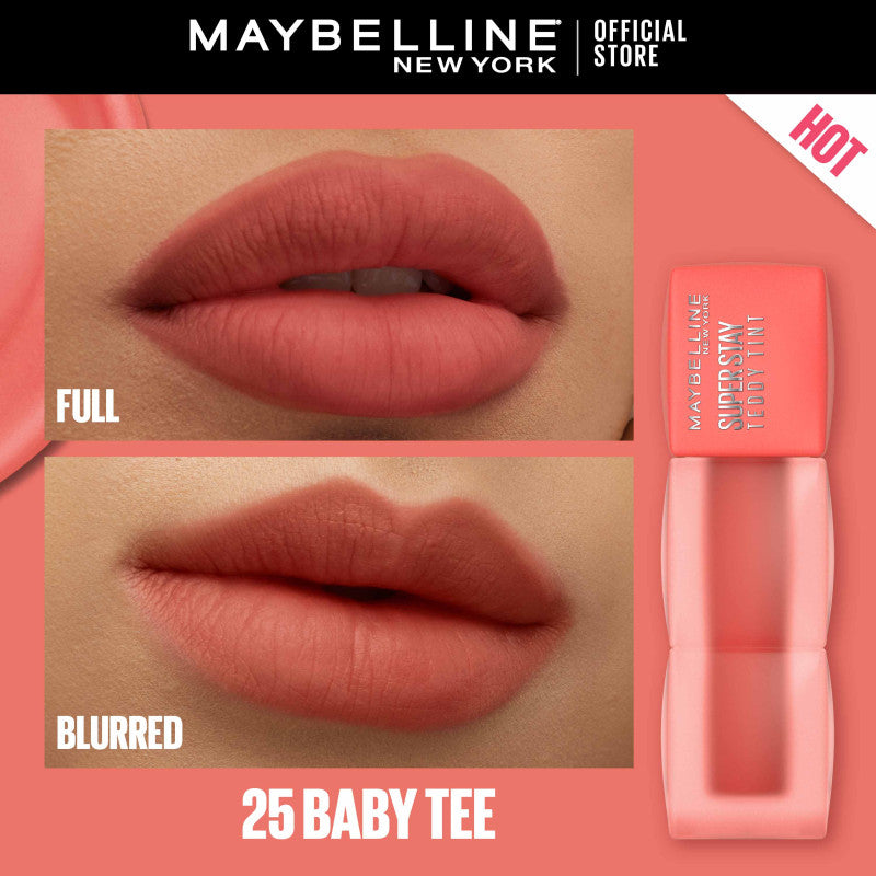 Maybelline Superstay Teddy Tint - 12HR Longwear, Transferproof, Blurred Soft Matte Multi-Use Tint