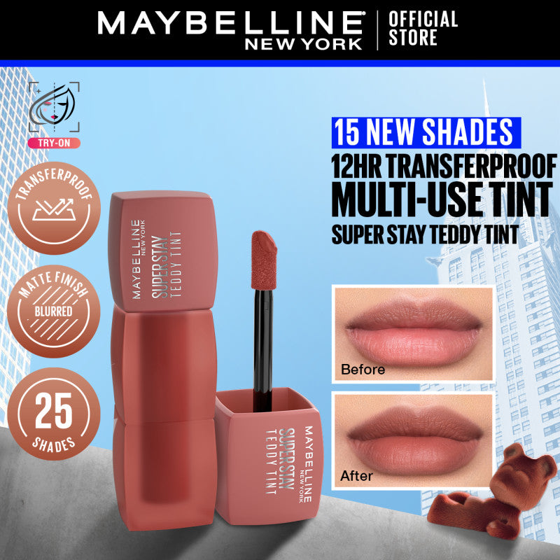 Maybelline Superstay Teddy Tint - 12HR Longwear, Transferproof, Blurred Soft Matte Multi-Use Tint