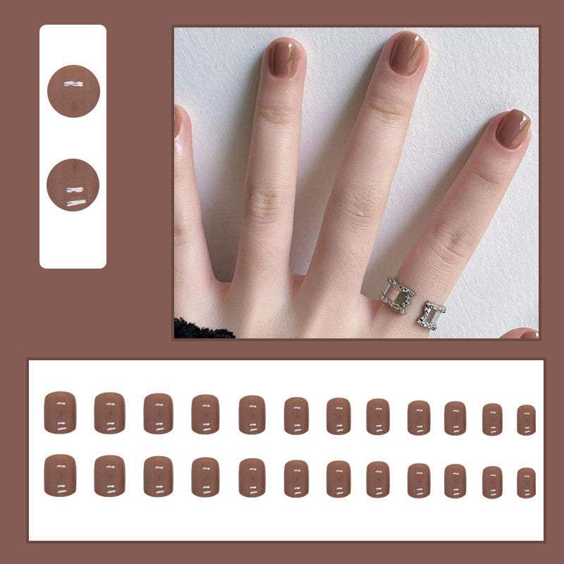 【Free Gift】24Pcs Short Pure Color Fake Nails Set with Jelly Glue Nail Extension Set Press on Nails COD