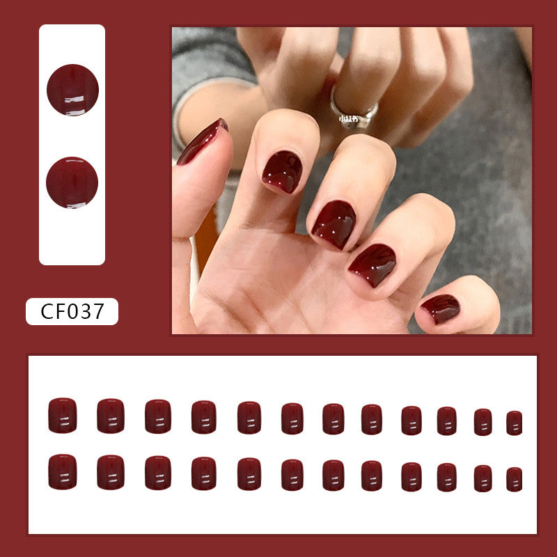 【Free Gift】24Pcs Short Pure Color Fake Nails Set with Jelly Glue Nail Extension Set Press on Nails COD