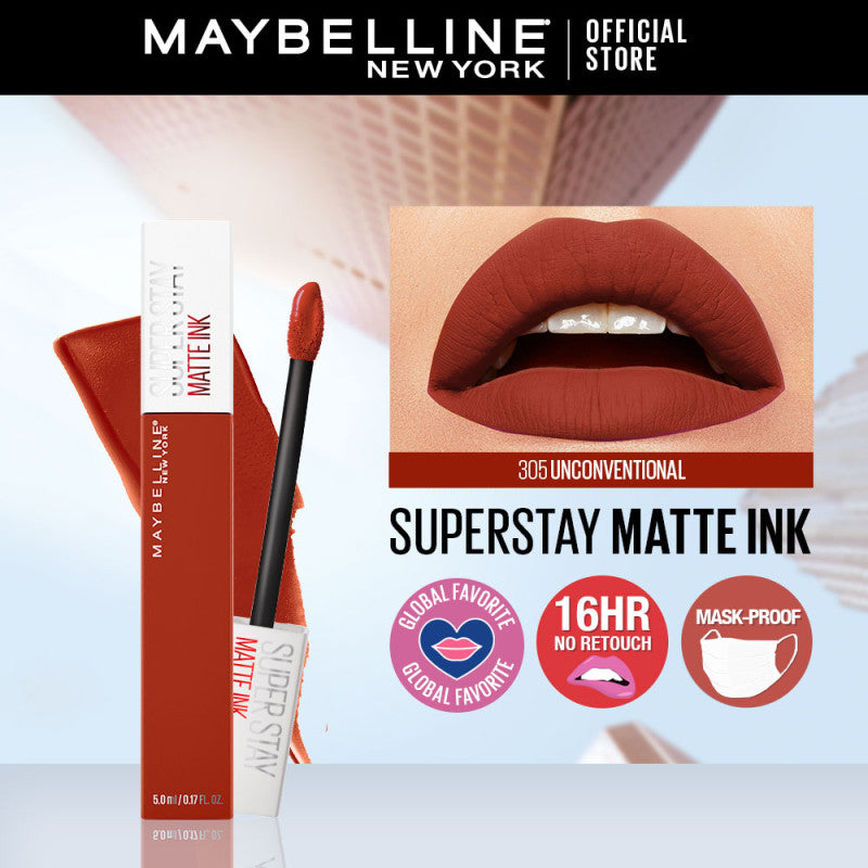 Maybelline SuperStay Matte Ink Liquid Lipstick 16HR Long-Lasting, Transferproof, High Pigment