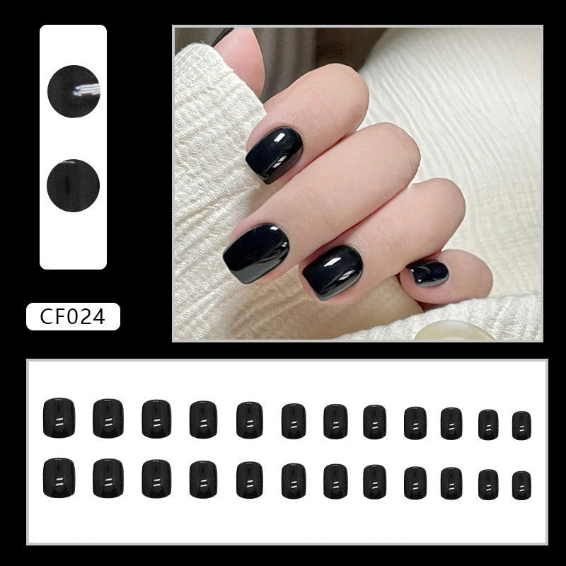 【Free Gift】24Pcs Short Pure Color Fake Nails Set with Jelly Glue Nail Extension Set Press on Nails COD