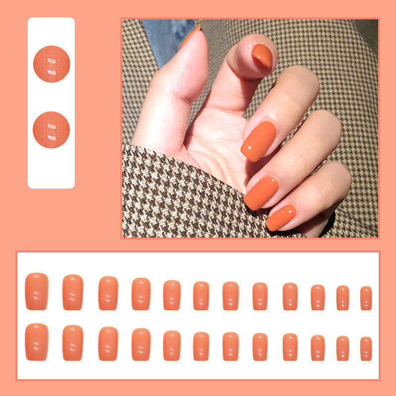 【Free Gift】24Pcs Short Pure Color Fake Nails Set with Jelly Glue Nail Extension Set Press on Nails COD