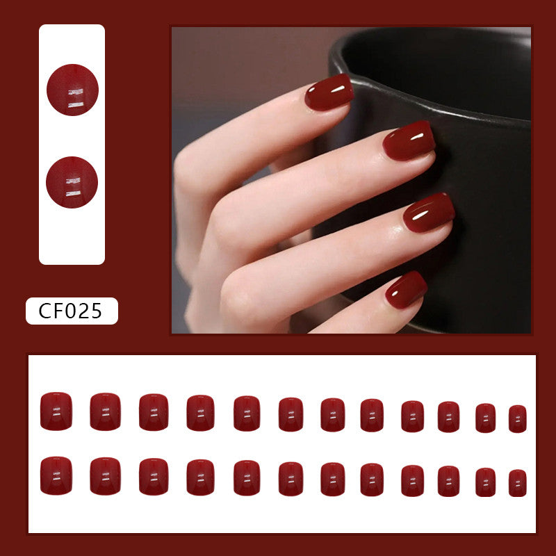 【Free Gift】24Pcs Short Pure Color Fake Nails Set with Jelly Glue Nail Extension Set Press on Nails COD