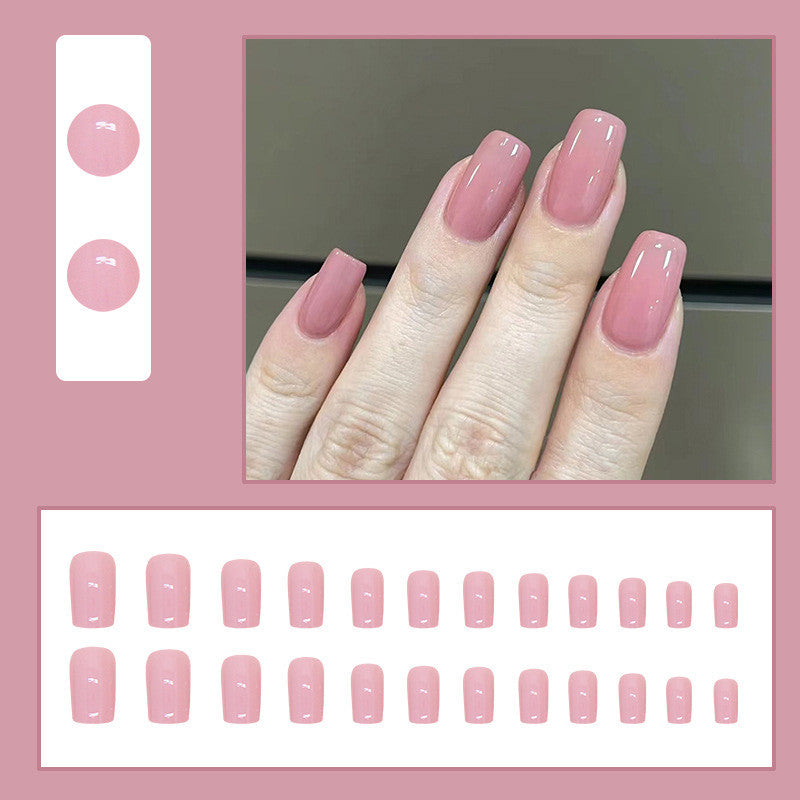 【Free Gift】24Pcs Short Pure Color Fake Nails Set with Jelly Glue Nail Extension Set Press on Nails COD