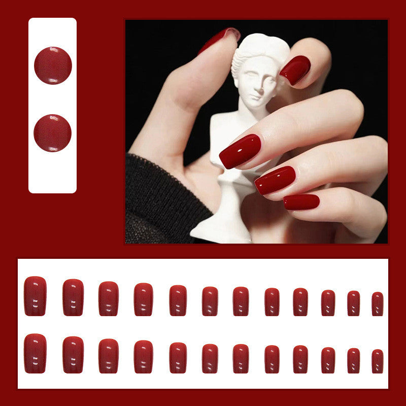 【Free Gift】24Pcs Short Pure Color Fake Nails Set with Jelly Glue Nail Extension Set Press on Nails COD