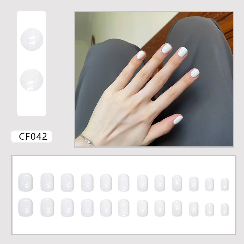 【Free Gift】24Pcs Short Pure Color Fake Nails Set with Jelly Glue Nail Extension Set Press on Nails COD