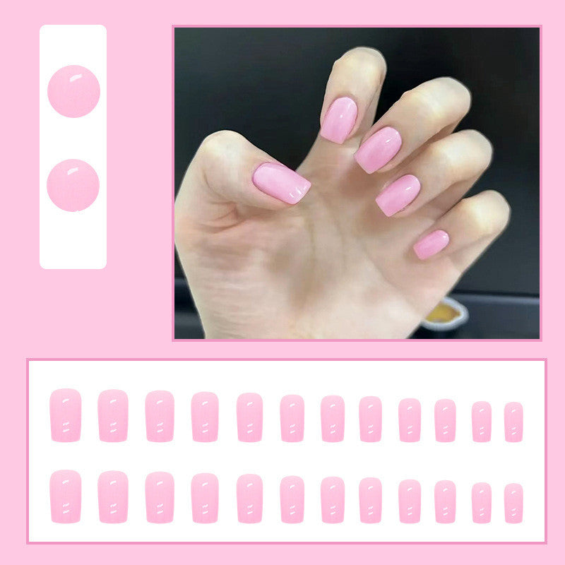 【Free Gift】24Pcs Short Pure Color Fake Nails Set with Jelly Glue Nail Extension Set Press on Nails COD