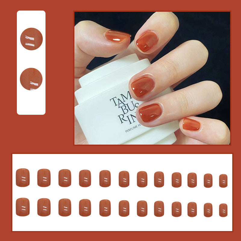 【Free Gift】24Pcs Short Pure Color Fake Nails Set with Jelly Glue Nail Extension Set Press on Nails COD