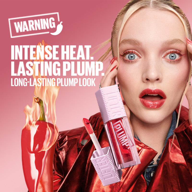 Maybelline Lifter Plump - Lip Plumping Gloss with Chili Pepper, +30% Plumper Lips, Lasting Plump