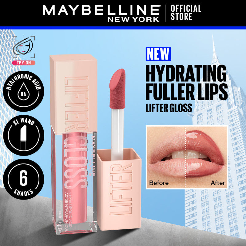 Maybelline Lifter Gloss with Hyaluronic Acid, High Shine, Hydrating, Moisturizing, Plumping