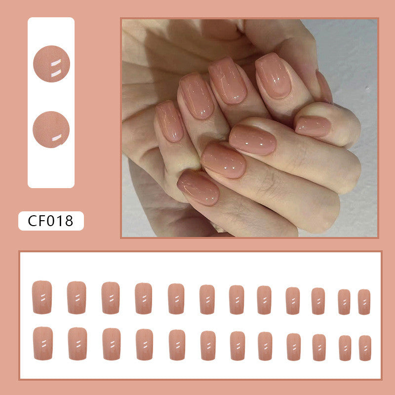 【Free Gift】24Pcs Short Pure Color Fake Nails Set with Jelly Glue Nail Extension Set Press on Nails COD